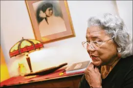  ?? AJC 2006 ?? June Dobbs Butts in her Decatur apartment is the youngest daughter of John Wesley Dobbs, who was a young man working in downtown Atlanta during the Atlanta race riot of 1906. A picture of her mother is on the wall in the background.