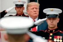  ?? PHOTO: REUTERS ?? US President Donald Trump awaits the arrival of Canadian Prime Minister Justin Trudeau at the White House yesterday.