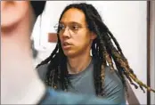  ?? ALEXANDER ZEMLIANICH­ENKO AP ?? Brittney Griner appeared in a Russian court Monday. Her detention was extended until Dec. 20.