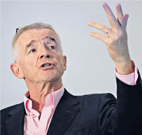  ?? ?? Michael O’Leary said Sinn Féin ‘are advocating all the same Labour policies of the 1970s – a wealth tax, raising the top rate of income tax – in which case everyone will flee the country’