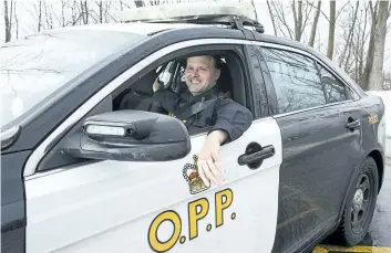  ?? JULIE JOCSAK/ STANDARD STAFF ?? “They thought I might have trouble talking about the accident. I told them the OPP has had me give speeches about it,” says OPP Const. Peter Tucker.