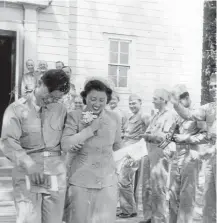  ?? JIM HIGUCHI ?? Newlyweds James and Amy Higuchi moments after their wedding at the U.S. Army chapel at Camp Chaffee, Arkansas.