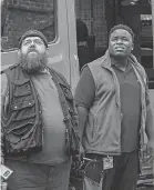  ?? COLIN HUTTON/ AMAZON ?? Gus ( Nick Frost, left) and Elton ( Samson Kayo) are “Truth Seekers” on Amazon.