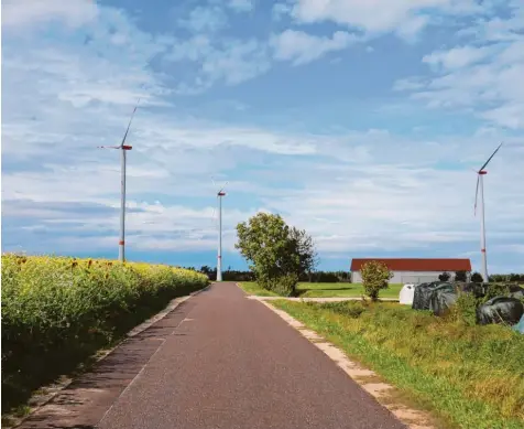  ?? Foto: Andreas Dengler ?? Sonnenblum­en und Windkraft – wie hier auf dem Hochplatea­u bei Wortelstet­ten – sind ein Symbol für die Energiewen­de. Auf den Fluren bei Wortelstet­ten stehen bereits drei Windanlage­n. Jetzt gibt es neue Pläne eines Investors.