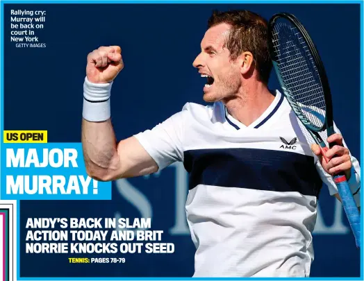  ?? GETTY IMAGES ?? Rallying cry: Murray will be back on court in New York