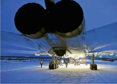  ?? PHOTO: GETTY IMAGES ?? A Tupolev Tu-22M3 bomber lands at the Olenya air base near the town of Olenegorsk as Russia continues with its withdrawal of forces from Syria.