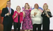  ??  ?? Ambassador Gorely hosts the 70th anniversar­y gala dinner to celebrate the Philippine­s–Australia bilateral relations with ( from left) ANZCHAM President Tom Grealy, Australian Ambassador to ASEAN Jane Duke, Executive Secretary Salvador Medialdea, and...