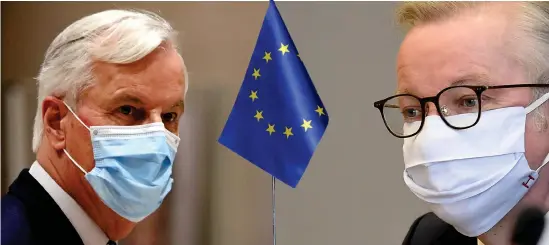  ?? Bild: Ap/tt/arkiv ?? Det går trögt för EU:S chefsförha­ndlare Michel Barnier och brexitansv­arige brittiske ministern Michael Gove.