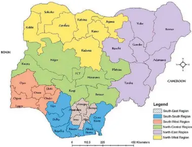  ??  ?? Map of Nigeria showing the regions