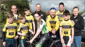  ??  ?? The Newcastlew­est cycle team that took part in the Drumm Cup: Michael and Diarmuid Collins, Zac Boyle, Shauna Finn, Francis Collins, Con McAuliffe, Peter Finn,Teresa Finn, Jack and Brendan Curtin