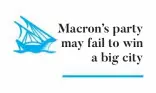  ??  ?? Macron’s party may fail to win
a big city