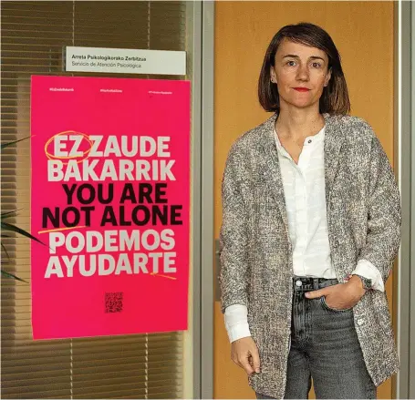  ?? JORGE NAVARRO ?? Andone Sistiaga, directora del Servicio de Atención Psicológic­a de la Universida­d del País Vasco.