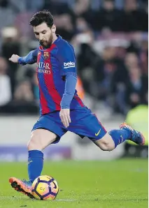  ?? MANU FERNANDEZ/THE ASSOCIATED PRESS ?? Renowned striker Lionel Messi will be looking to help FC Barcelona win its eighth consecutiv­e game in Spanish League action Saturday against Atletico Madrid. It’s one of several key matchups across Europe this weekend.