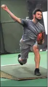  ?? Photo by Ernest A. Brown ?? North Smithfield native C.J. Dandeneau throws off the mound during Wednesday’s workout session at All About Sports. Dandeneau was in the midst of his spring training with the Pittsburgh Pirates when camp was shut down.