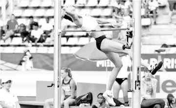  ??  ?? Russia’s Mariya Lasitskene competes in the women’s high jump during the IAAF Diamond League 2018 Areva meeting at The Charlety Stadium in Paris on June 30, 2018.