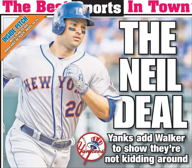  ??  ?? Neil Walker, a victim of the historical­ly slow free-agent market, signed a one-year deal worth $4 million, with another $500,000 in incentives, with the Yankees on Monday in another sign the Bombers are all-in on their title quest. The veteran switch...