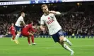  ?? Photograph: Catherine Ivill/Getty Images ?? Harry Kane celebrates scoring the goal that gave Spurs hope of a draw.