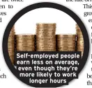  ??  ?? Self-employed people earn less on average, even though they’re more likely to work longer hours