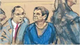  ??  ?? DibuJo De 'El Chapo' durante juicio