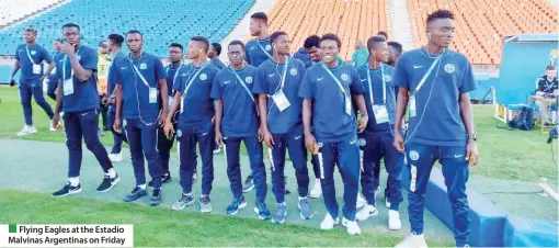  ?? ?? Flying Eagles at the Estadio Malvinas Argentinas on Friday