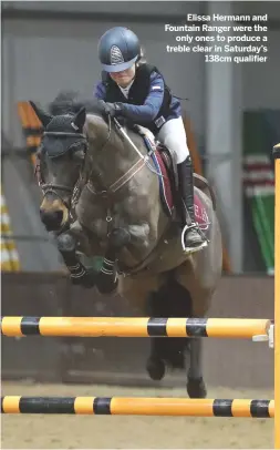  ??  ?? Elissa Hermann and Fountain Ranger were the
only ones to produce a treble clear in Saturday’s
138cm qualifier