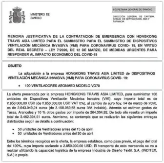  ??  ?? En la memoria justificat­iva de la compra de estos equipos el Ministerio de Sanidad aludía a la necesidad de poner a disposició­n de las UCIS dispositiv­os de ventilació­n mecánica. Sin embargo, los especialis­tas afirman que hay equipos mucho más aptos para los enfermos graves de Covid-19