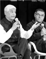 ??  ?? Vikas Swarup (left) in a discussion with author and journalist Anirudh Bhattachar­yya at the Toronto Internatio­nal Festival of Authors