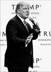  ?? OLIVIER DOULIERY/ABACA PRESS ?? Republican nominee Donald Trump took a brief break from campaignin­g Wednesday to tout his business empire.
