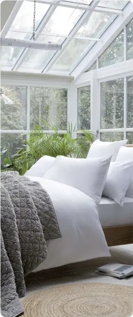  ??  ?? Dorma Purity Nimes 300 Thread Count Cotton Sateen Duvet Cover and Pillowcase Set, Dorma Purity Grey Velvet Diamond Bedspread (medium), Dunelm.