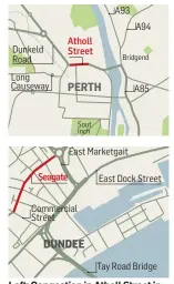  ?? Picture: Steve MacDougall. ?? Left: Congestion in Atholl Street in Perth as traffic moves slowly bumper to bumper. Atholl Street and Seagate and Lochee Road in Dundee are among the most polluted streets in Scotland, according to the latest figures.