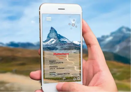  ??  ?? Augmented Reality (AR)-Anwendunge­n bringen Elemente aus der realen und der virtuellen Welt im Smartphone-Display zusammen.