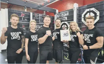  ??  ?? Runners-up in the Gym of the Year competitio­n Escape Your Limits at Tresham Road. Danny Barker, Danielle Walker, Darren Fox, Dan Cumberwort­h, Lucy Januszek, Travis Brown.