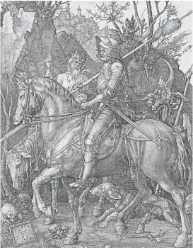  ??  ?? Albrecht Dürers 1513 entstanden­er Kupferstic­h „Ritter, Tod und
Teufel“ist ein zentrales Exponat im Stadtturm von Gmünd.