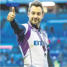  ??  ?? Greig Laidlaw gives fans the thumbs up at full-time.