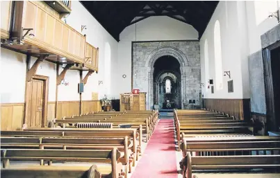  ??  ?? Looking down the nave to the altar of St Athernase Church in Leuchars.