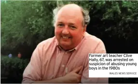  ?? WALES NEWS SERVICE ?? Former art teacher Clive Hally, 67, was arrested on suspicion of abusing young boys in the 1980s