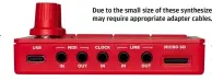  ?? ?? Due to the small size of these synthesize­rs, the ports are all mini-jack, which may require appropriat­e adapter cables.