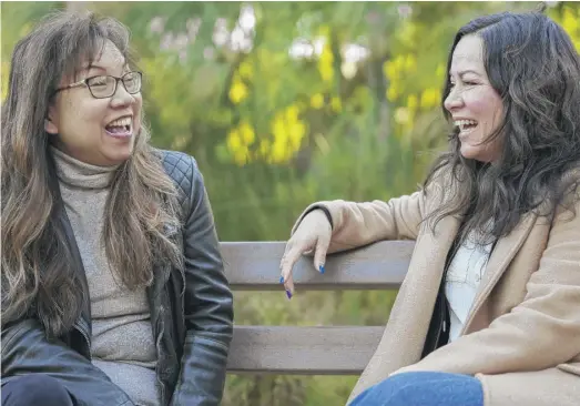  ?? DAMIAN DOVARGANES/AP ?? Anna Wong (left), niece of the late actress Anna May Wong, with Shannon Lee, daughter of the late martial arts actor Bruce Lee, at Douglas Park in Santa Monica, Calif., last Tuesday.