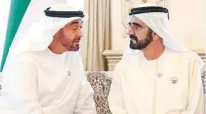  ??  ?? WAM
Shaikh Mohammad Bin Rashid and Shaikh Mohammad Bin Zayed exchange views on issues that concern the nation and citizens at Al Bahr Palace yesterday.
