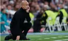  ?? Breton/NurPhoto/Shuttersto­ck ?? Pep Guardiola looks on from the touchline as his team lose to Real Madrid in extraordin­ary fashion. Photograph: Jose