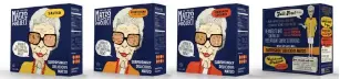  ?? (Courtesy) ?? THE PACKAGING for the line features a bubbe with matza sunglasses and an attitude, asking: ‘Would it kill you to try something new?’
