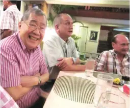  ??  ?? FOREST TREES ADVOCATE – Lawyer Nordy Diploma is all smiles during a gathering with his Sunshine friends in his home in Bacolod City. He had the foresight to convert a sugarcane plantation into a forest park that can become a sustainabl­e source of...