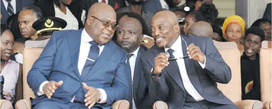  ??  ?? Mounting tension… DR Congo president Felix Tshisekedi and former president Joseph Kabila.