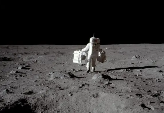  ??  ?? The 1969 moon landing is live-streamed in real time (Neil Armstrong/Nasa/Reuters)