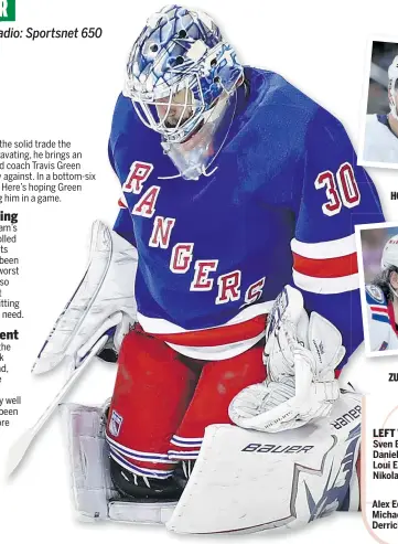  ??  ?? Despite a player sell-off at the N.Y. Rangers, goalie Henrik Lundqvist remains committed to the team.