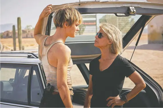  ?? PHOTOS: PARAMOUNT PICTURES ?? Forget those movies in the middle. Tim Miller’s Terminator: Dark Fate, starring Mackenzie Davis, left, and Linda Hamilton, is considered a sequel to 1991’s Judgment Day.