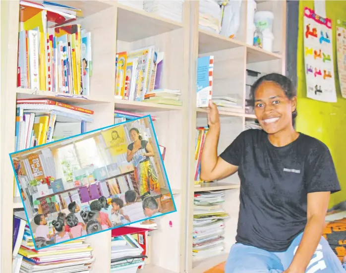  ?? ?? Rokoiga Soweri, a passionate and dedicated teacher, has taken it upon herself to empower the children of Nanuku Settlement through English literacy. Picture: ANASIENI DIMATE Inset: Ms. Soweri’s unwavering commitment to creating a safe space for the children is driven by her own vision as a mother. Picture: SUPPLIED