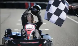  ??  ?? Scottish Labour leader Kezia Dugdale was in the driving seat as she tried her hand at go-kart racing during a visit to Raceland in East Lothian while out on the campaign trail