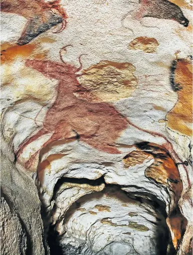  ??  ?? Painted by people who braved cave bears and restricted spaces to reach them, the Lascaux caves in northweste­rn France were preserved by the limestone and were discovered in 1940.