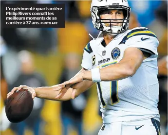  ??  ?? L’expériment­é quart-arrière Philip Rivers connaît les meilleurs moments de sa carrière à 37 ans. PHOTOAFP